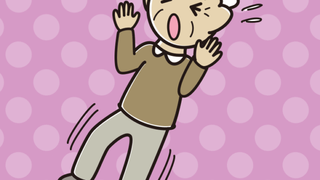 驚いてのけぞるおじいさんのイラスト【色、背景あり】PNG