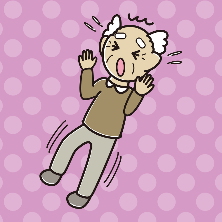 驚いてのけぞるおじいさんのイラスト【色、背景あり】PNG