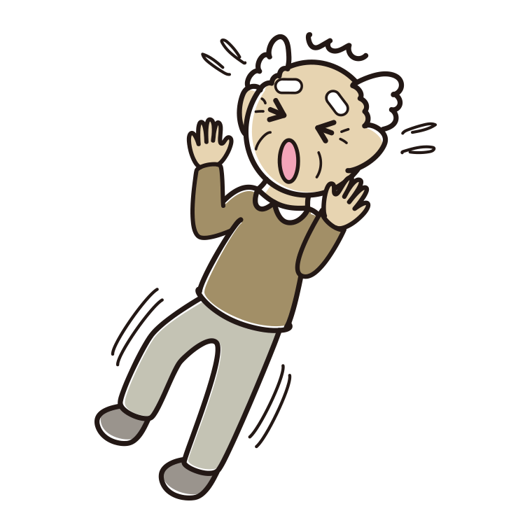驚いてのけぞるおじいさんのイラスト【色あり、背景なし】透過PNG