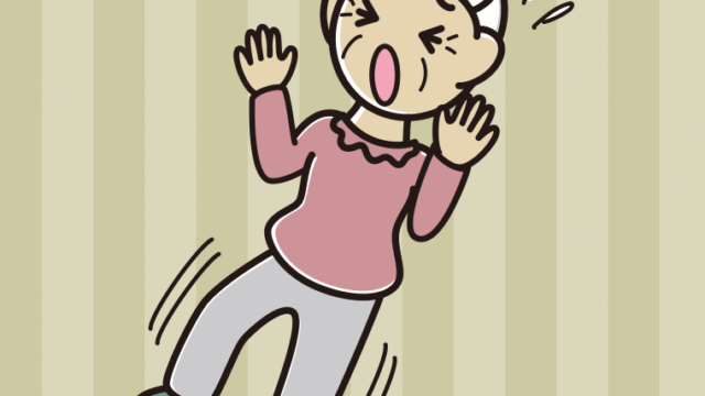 驚いてのけぞるおばあさんのイラスト【色、背景あり】PNG