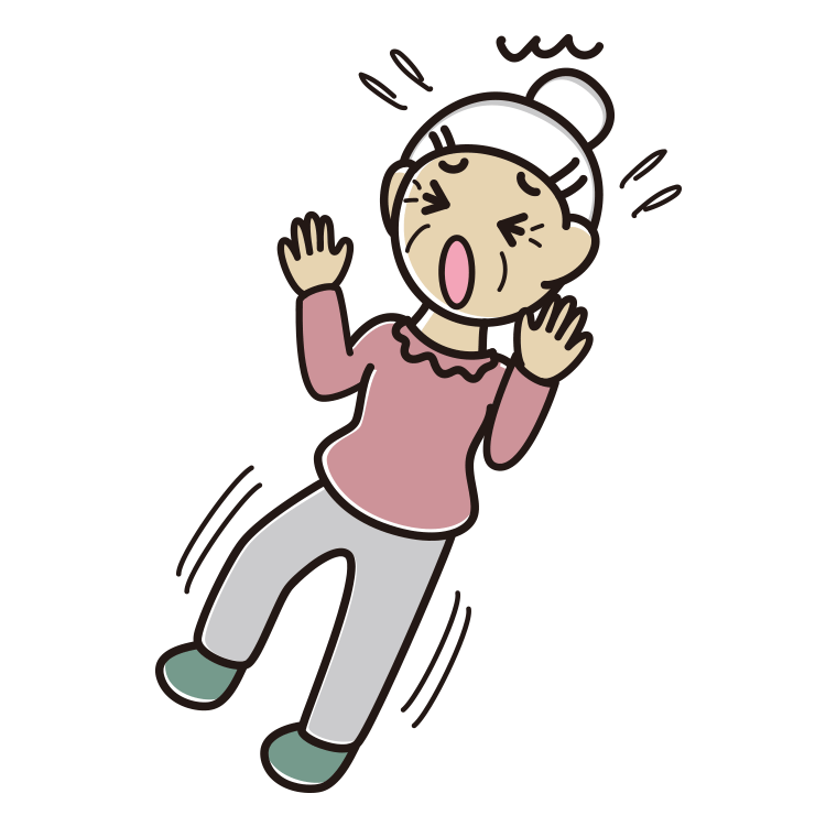 驚いてのけぞるおばあさんのイラスト【色あり、背景なし】透過PNG