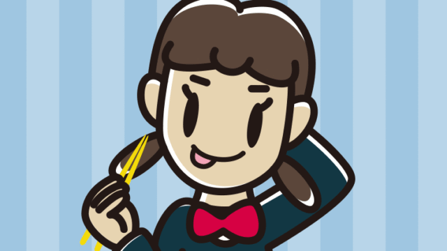 食事中にテヘヘな女子中学生のイラスト【色、背景あり】PNG