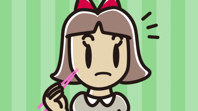 食事中に何かに気付く小学生女子のイラスト【色、背景あり】PNG