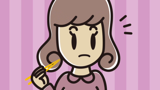 食事中に何かに気付く女子大学生のイラスト【色、背景あり】PNG