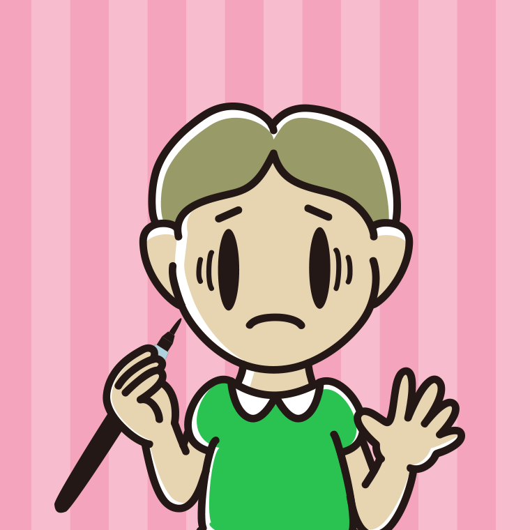 筆ペンを持って困る小学生男子のイラスト【色、背景あり】PNG