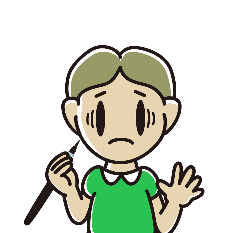 筆ペンを持って困る小学生男子のイラスト【色あり、背景なし】透過PNG