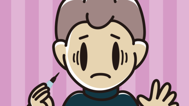 筆ペンを持って困る男子中学生のイラスト【色、背景あり】PNG