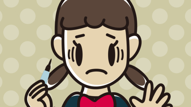 筆ペンを持って困る女子中学生のイラスト【色、背景あり】PNG