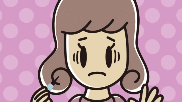 筆ペンを持って困る女子大学生のイラスト【色、背景あり】PNG