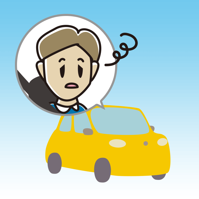 車でぼーっとする男性のイラスト【色、背景あり】PNG