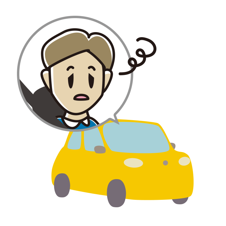 車でぼーっとする男性のイラスト【色あり、背景なし】透過PNG