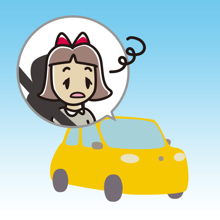 車でぼーっとする小学生女子のイラスト【色、背景あり】PNG