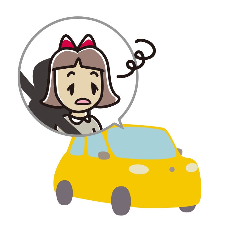 車でぼーっとする小学生女子のイラスト【色あり、背景なし】透過PNG