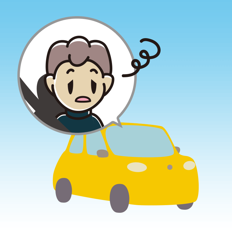 車でぼーっとする男子中学生のイラスト【色、背景あり】PNG