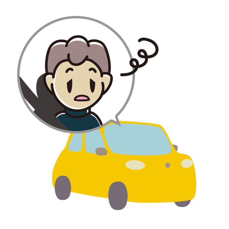 車でぼーっとする男子中学生のイラスト【色あり、背景なし】透過PNG