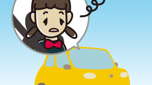 車でぼーっとする女子中学生のイラスト【色、背景あり】PNG