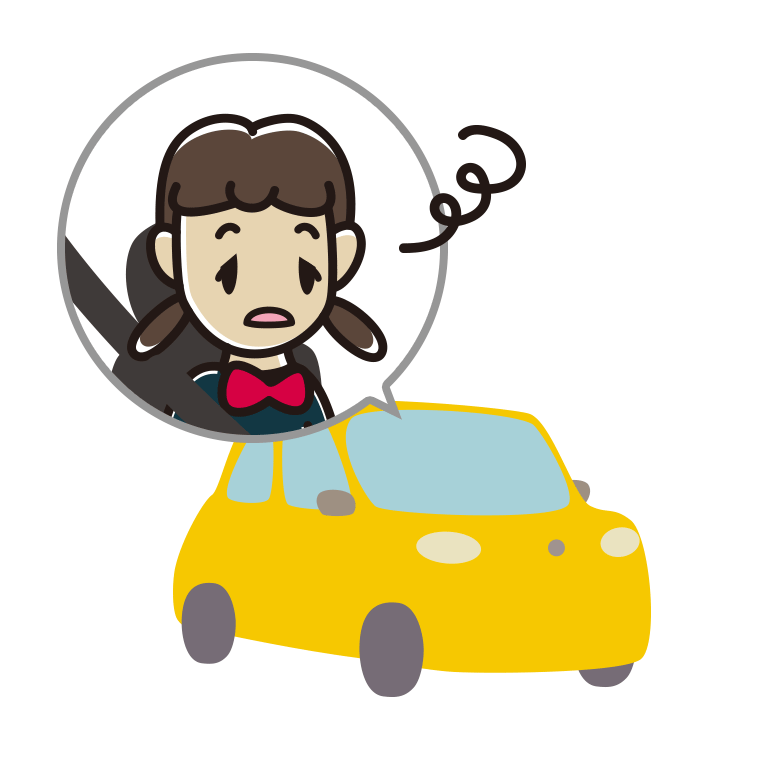 車でぼーっとする女子中学生のイラスト【色あり、背景なし】透過PNG