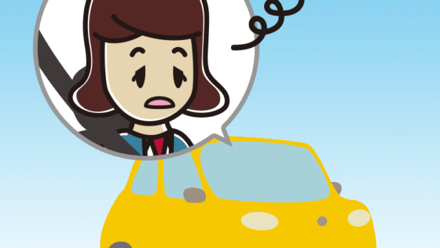 車でぼーっとする女子高校生のイラスト【色、背景あり】PNG