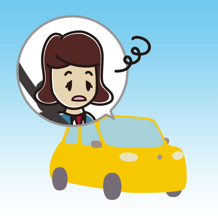 車でぼーっとする女子高校生のイラスト【色、背景あり】PNG