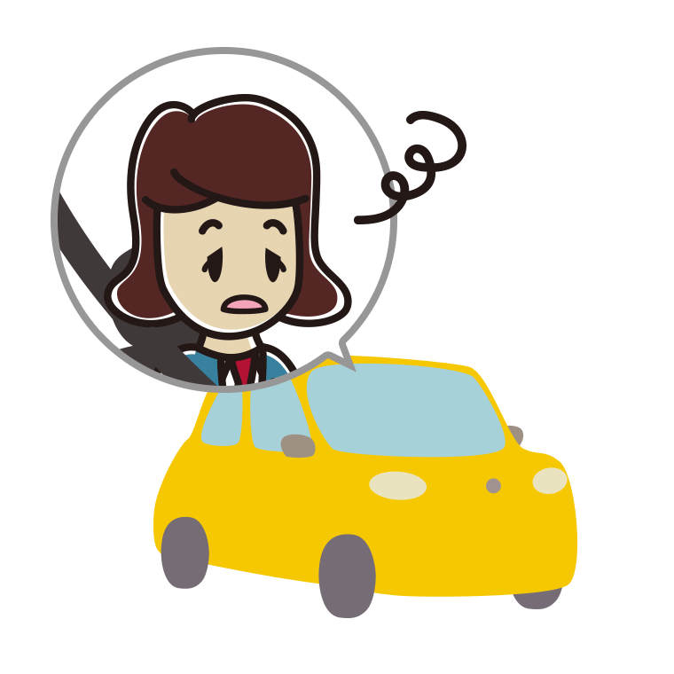 車でぼーっとする女子高校生のイラスト【色あり、背景なし】透過PNG