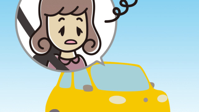 車でぼーっとする女子大学生のイラスト【色、背景あり】PNG