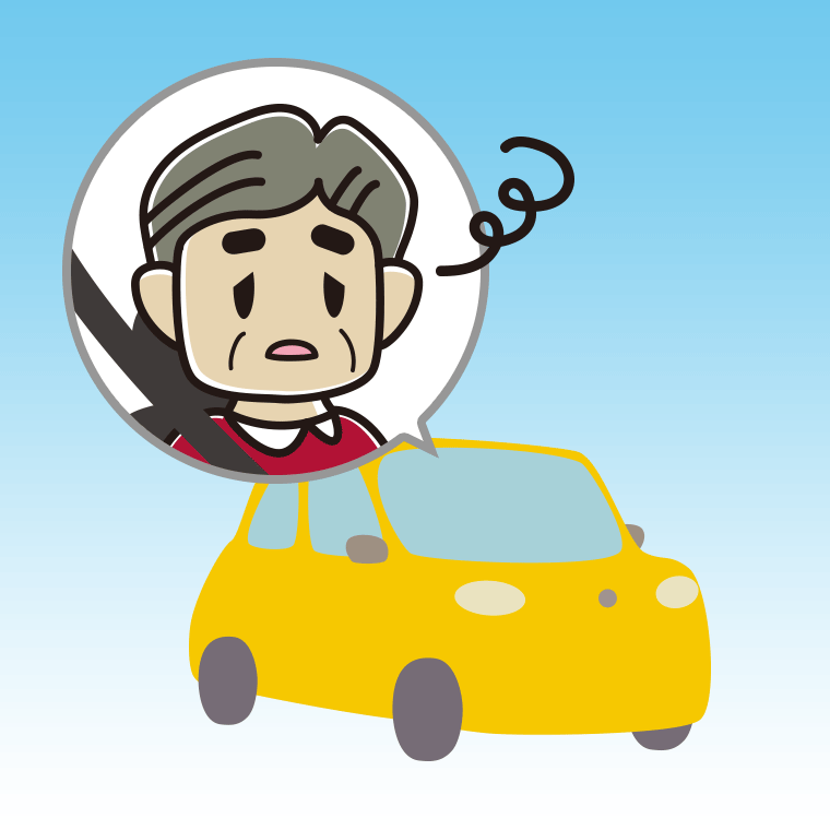 車でぼーっとするおじさんのイラスト【色、背景あり】PNG
