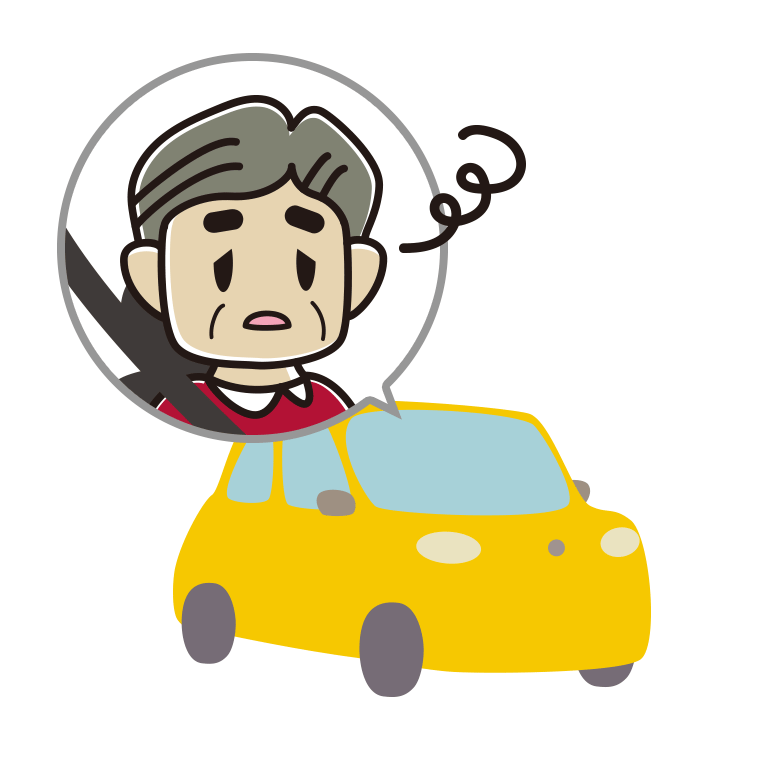 車でぼーっとするおじさんのイラスト【色あり、背景なし】透過PNG