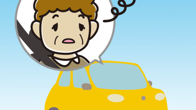 車でぼーっとするおばさんのイラスト【色、背景あり】PNG