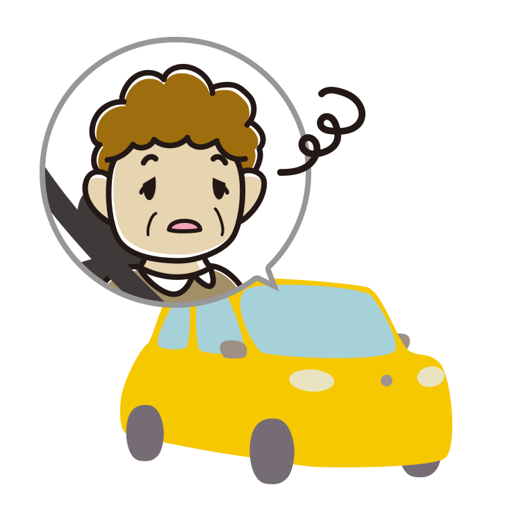 車でぼーっとするおばさんのイラスト【色あり、背景なし】透過PNG