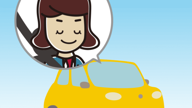 車で目を閉じる女子高校生のイラスト【色、背景あり】PNG