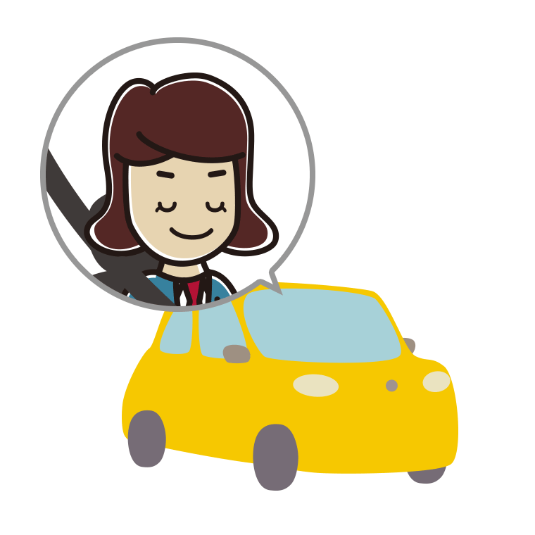 車で目を閉じる女子高校生のイラスト【色あり、背景なし】透過PNG