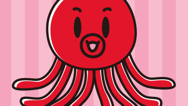 かわいいタコちゃんのイラスト【色、背景あり】PNG