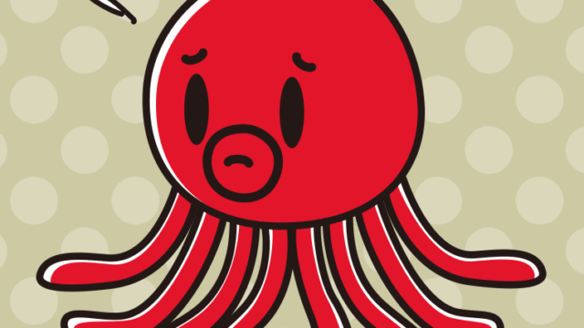 困るタコちゃんのイラスト【色、背景あり】PNG