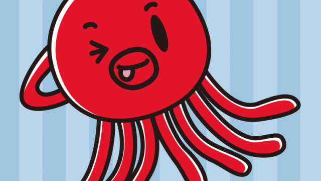 テヘペロなタコちゃんのイラスト【色、背景あり】PNG