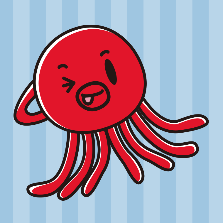 テヘペロなタコちゃんのイラスト【色、背景あり】PNG