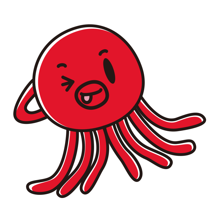 テヘペロなタコちゃんのイラスト【色あり、背景なし】透過PNG