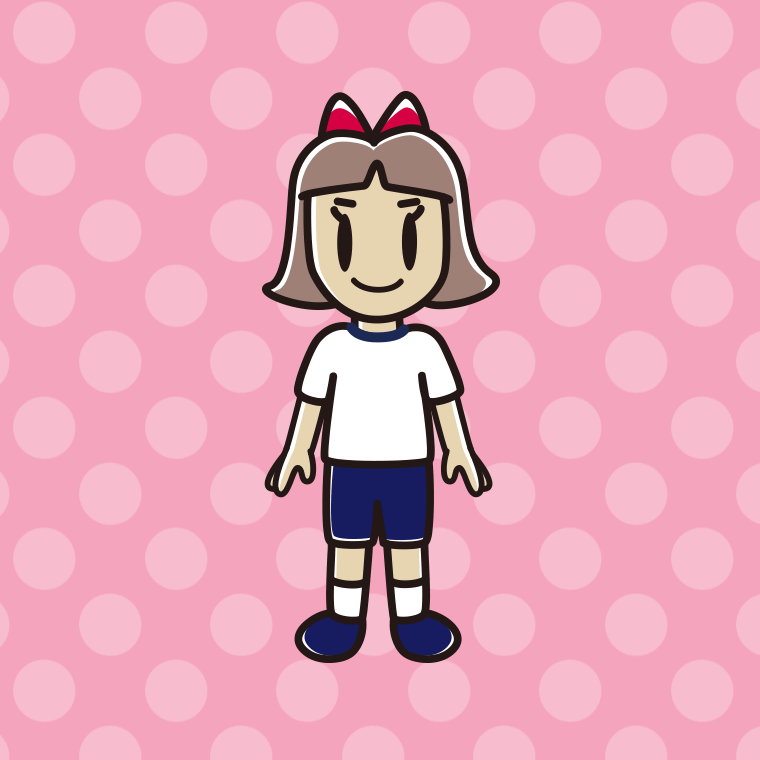 体操着姿の小学生女子のイラスト【色、背景あり】PNG