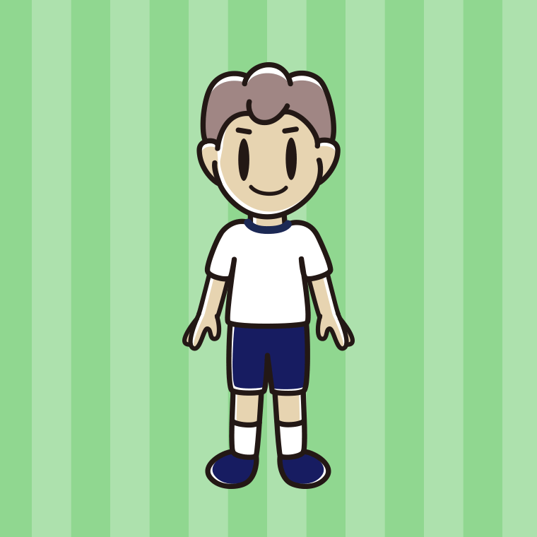 体操着姿の男子中学生のイラスト【色、背景あり】PNG