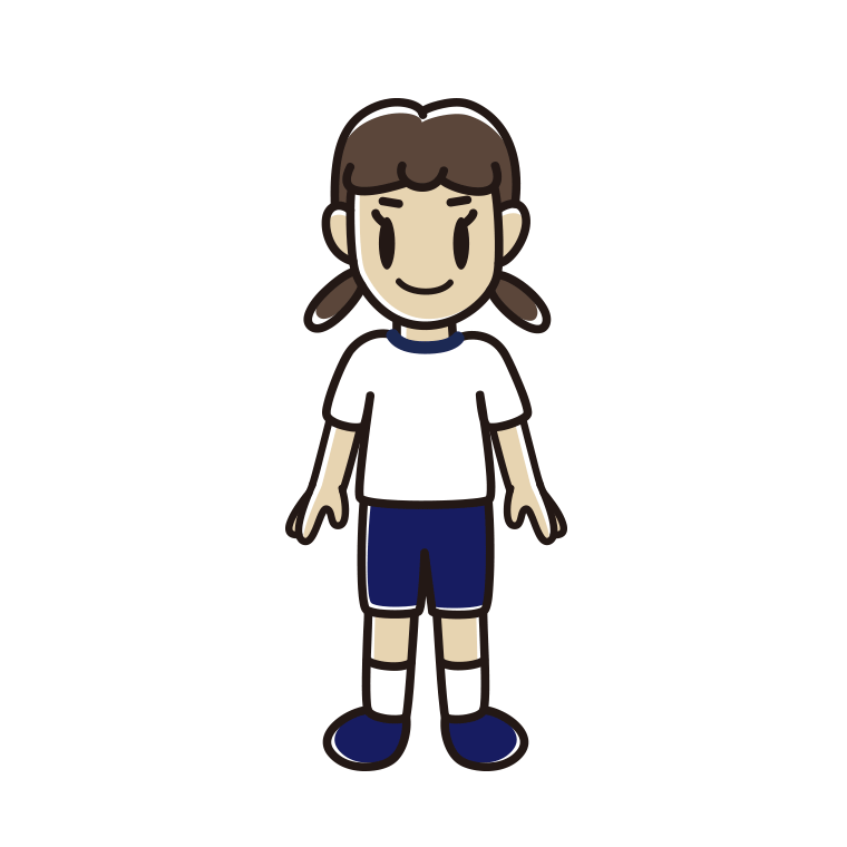 体操着姿の女子中学生のイラスト【色あり、背景なし】透過PNG