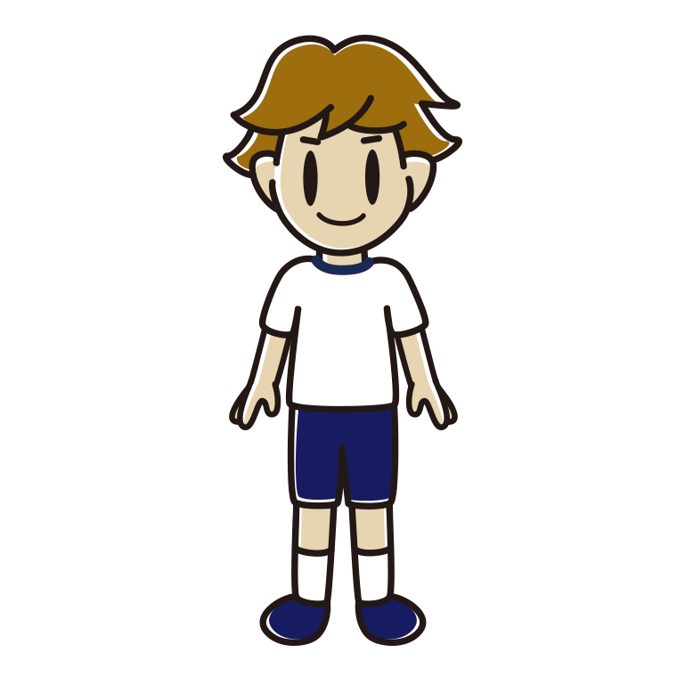 体操着姿の男子高校生のイラスト【色あり、背景なし】透過PNG