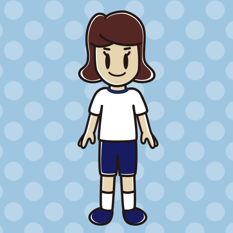 体操着姿の女子高校生のイラスト【色、背景あり】PNG