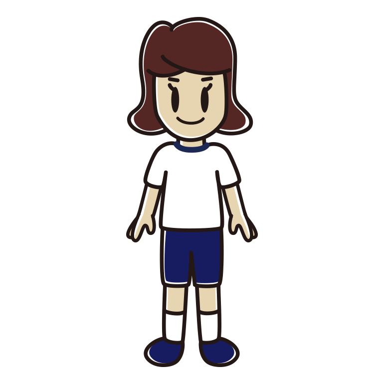体操着姿の女子高校生のイラスト【色あり、背景なし】透過PNG