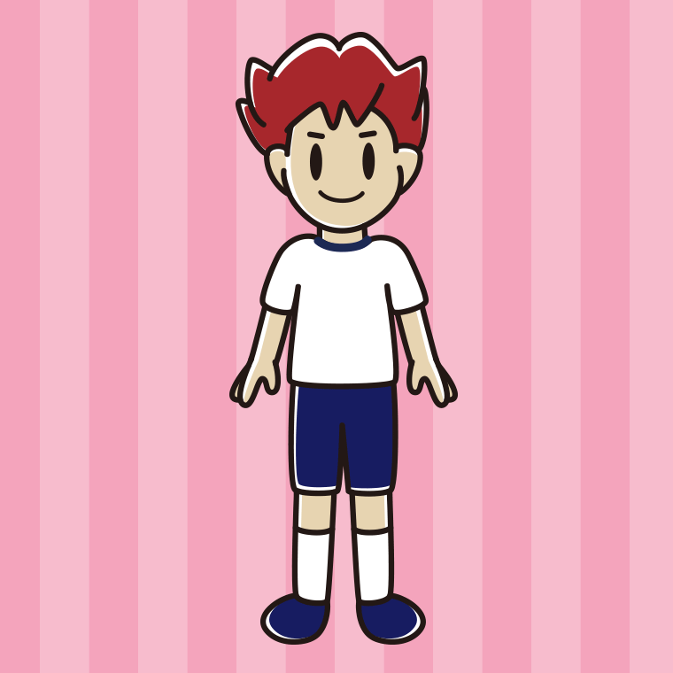 体操着姿の男子大学生のイラスト【色、背景あり】PNG