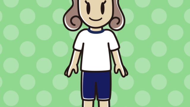 体操着姿の女子大学生のイラスト【色、背景あり】PNG