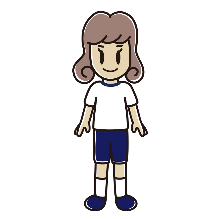 体操着姿の女子大学生のイラスト【色あり、背景なし】透過PNG