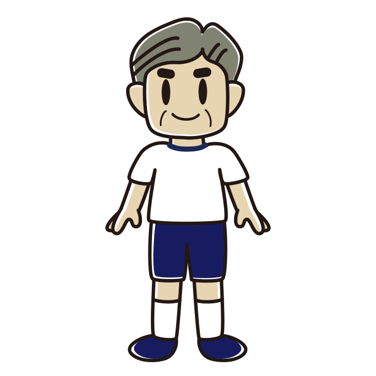 体操着姿のおじさんのイラスト【色あり、背景なし】透過PNG