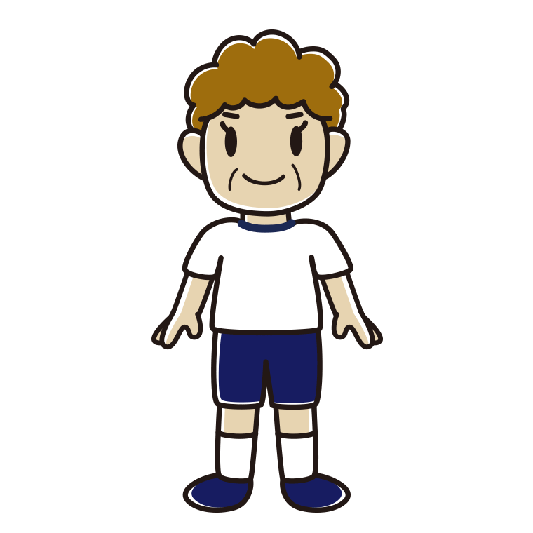 体操着姿のおばさんのイラスト【色あり、背景なし】透過PNG