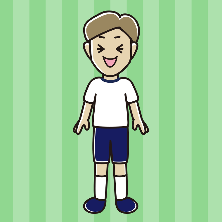 笑う体操着姿の男性のイラスト【色、背景あり】PNG