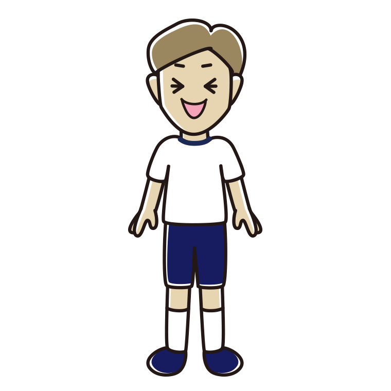 笑う体操着姿の男性のイラスト【色あり、背景なし】透過PNG