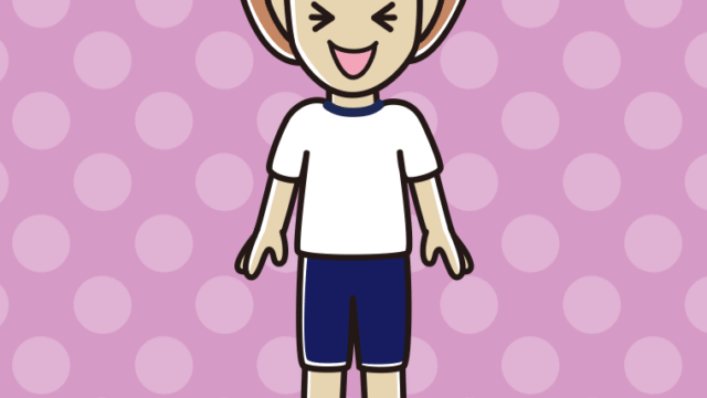 笑う体操着姿の女性のイラスト【色、背景あり】PNG